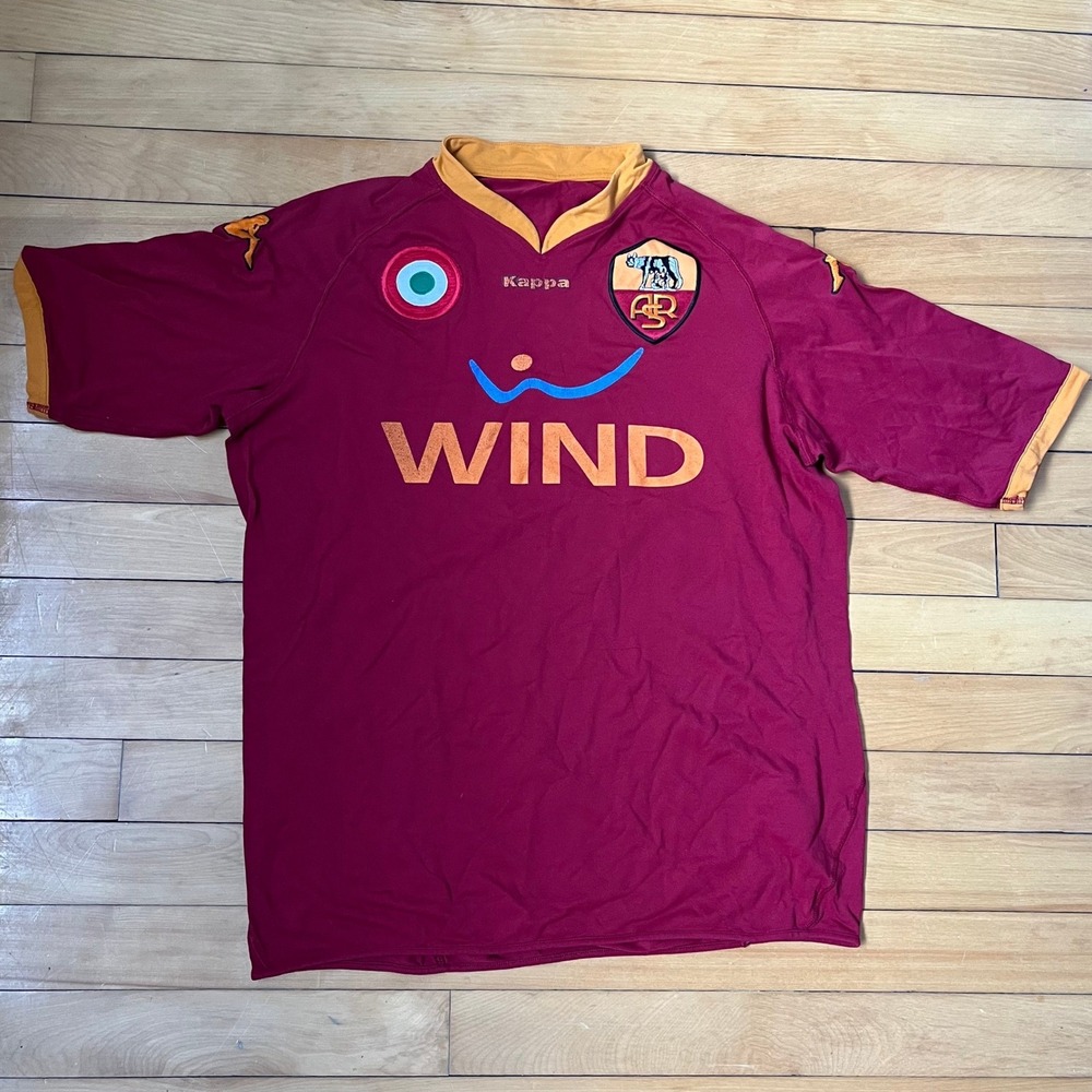 Kappa AS Roma Home Jersey Maroon Orange Wind Sponsor Soccer Shirt Mens XL